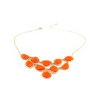 Orange Druzy Stone Link Bib Necklace